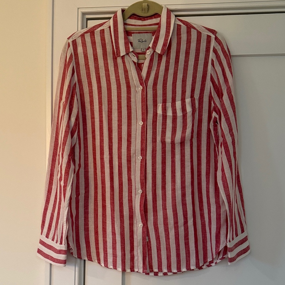 Rails Red and White Striped Linen Shirt